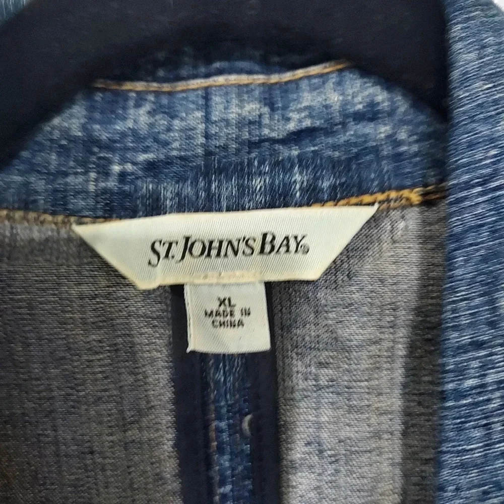 St. John's Bay Medium Wash Denim Long Sleeve Jacket in Size XL
